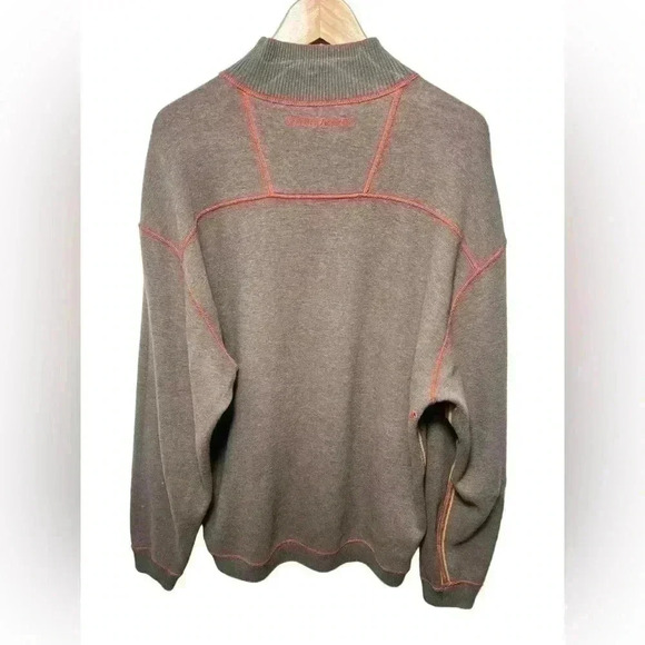 Tommy Bahama Sweater Mens L Orange Heather 1/4 Zip Pullover Reversible Brown - Picture 3 of 9
